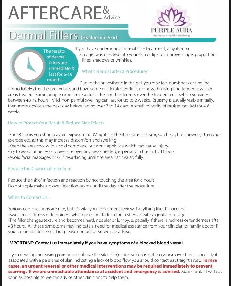Dermal Fillers Aftercare